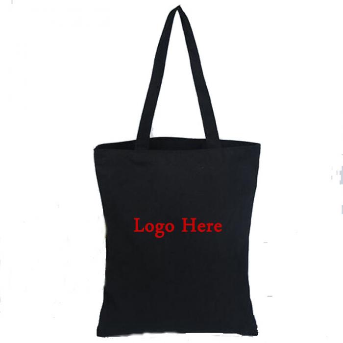 Black Canvas Tote Bag with Handles