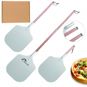 14“ Large Metal Pizza Peel with Detachable Wooden Handle
