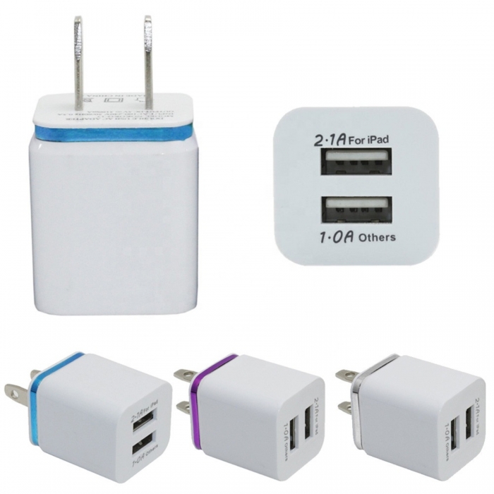 Dual 2 USB Custom Plug Adapter Portable Wall Charger