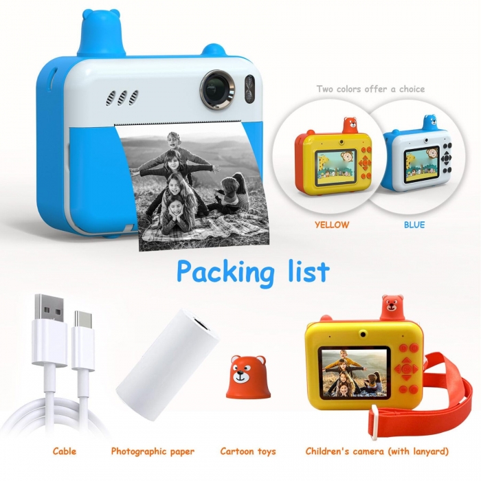 Instant Print Digita Camera For Kids Rechargeable Cam