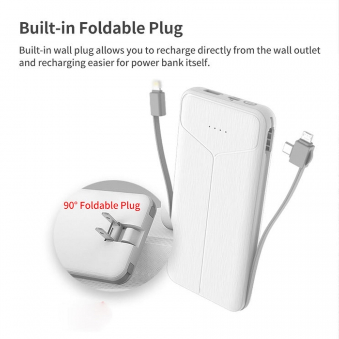 10000mAh Power Bank Portable With AC Wall Plug