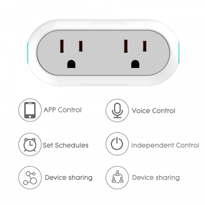 Smart Plug Dual Sockets 2.4G WiFi Outlet