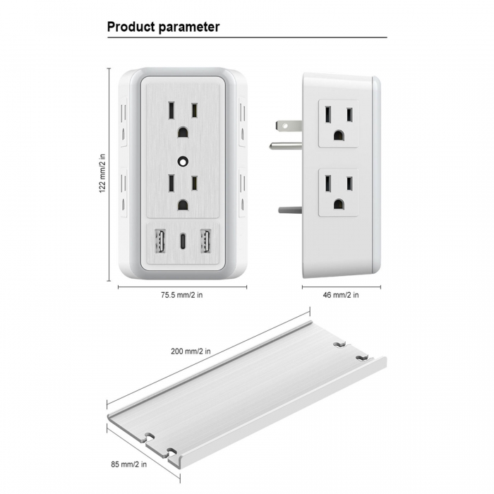 Wall Adapter Multi Plug Outlet Surge Protector