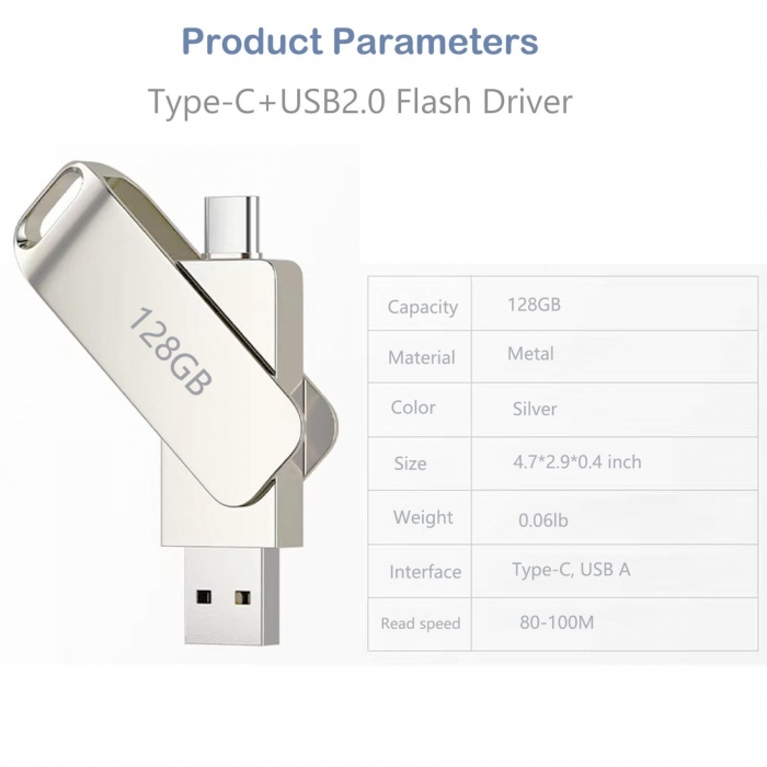 128GB  USB Flash Drive Type C Stick