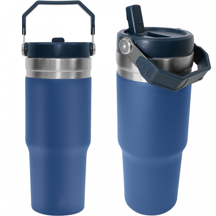 30 oz Tumbler with Handle Straw Lid - Stainless Steel Iced Coffee Cups