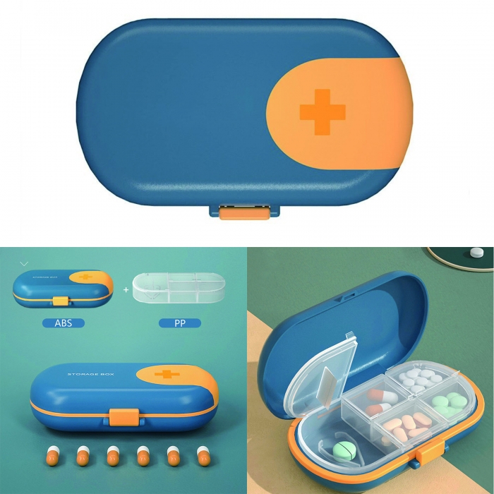 Daily Multicolor  Pill Box w/ Cutter & Holder