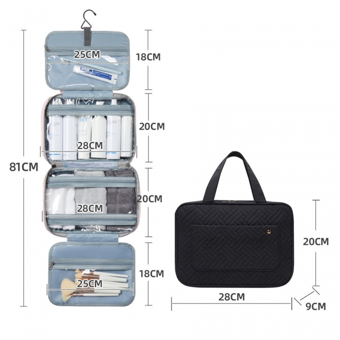 PU Leather Hanging Toiletry & Cosmetic Bag