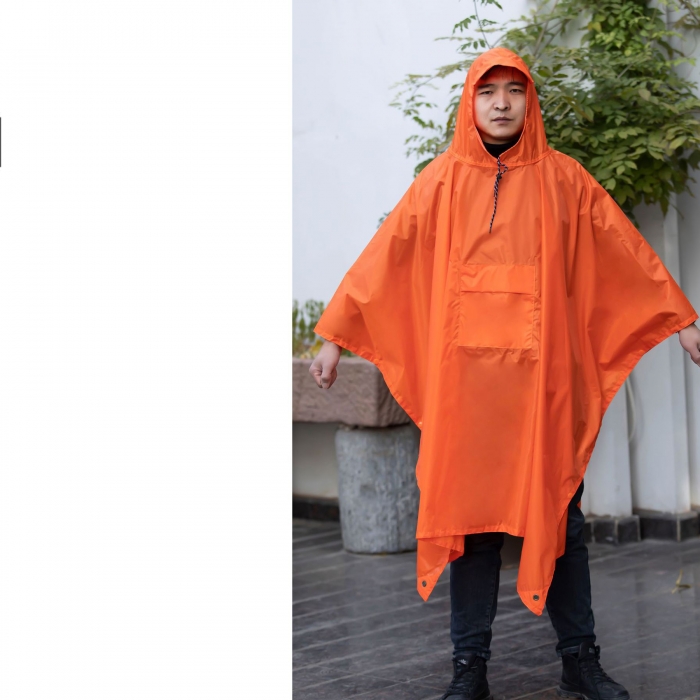 Hooded Rain Poncho W/ Pocket