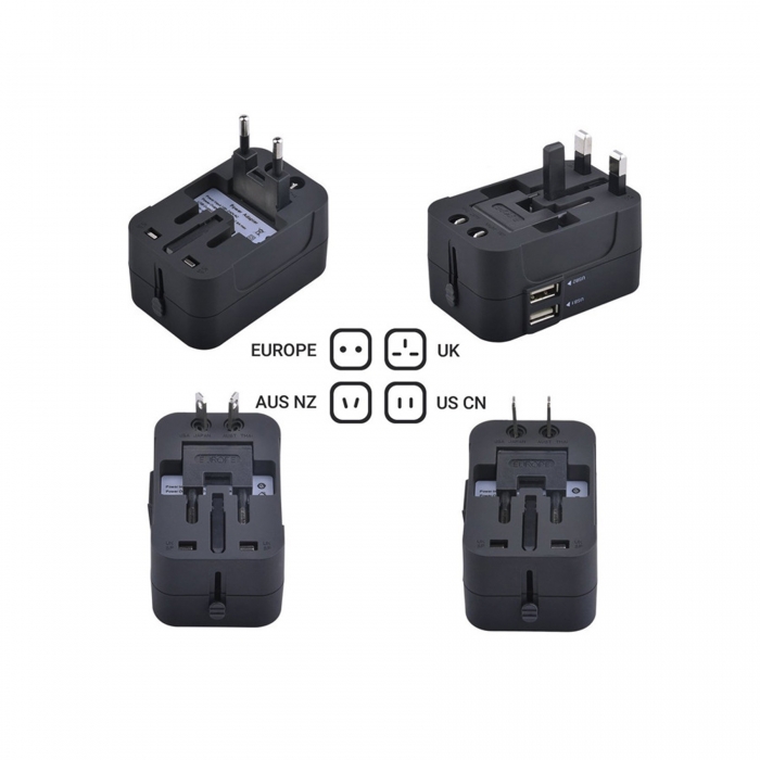 ECCE Universal Black Travel Adaptor Plug