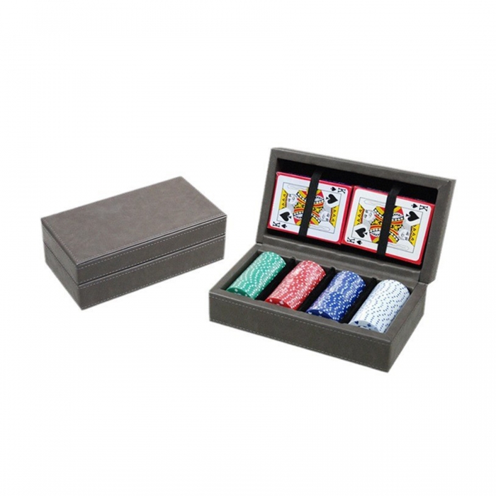 100Pcs Leather Poker Chip Box