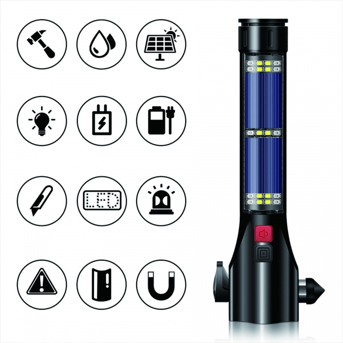 Multifunctional LED Car Safety Hammer Flashlight