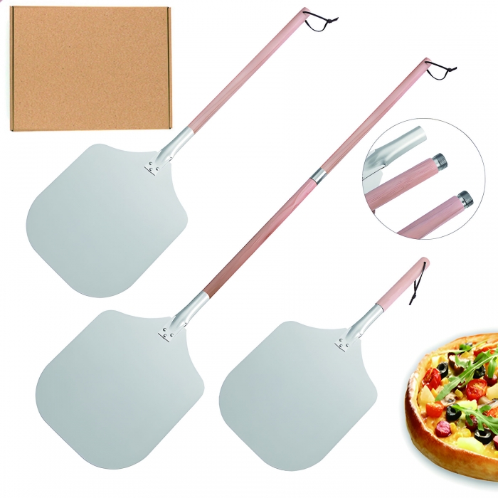 14“ Large Metal Pizza Peel with Detachable Wooden Handle