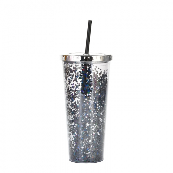 24oz Glitter Tumbler With Lid and Straw