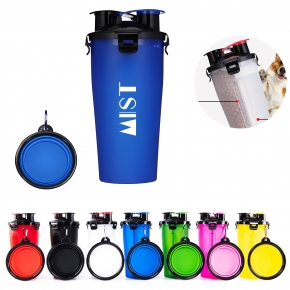 2 in 1 Portable Pet Water-Food Bottle W/Bowl