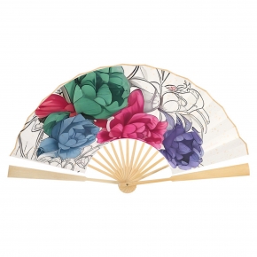 Full-Color Wood Folding  Handle Fan