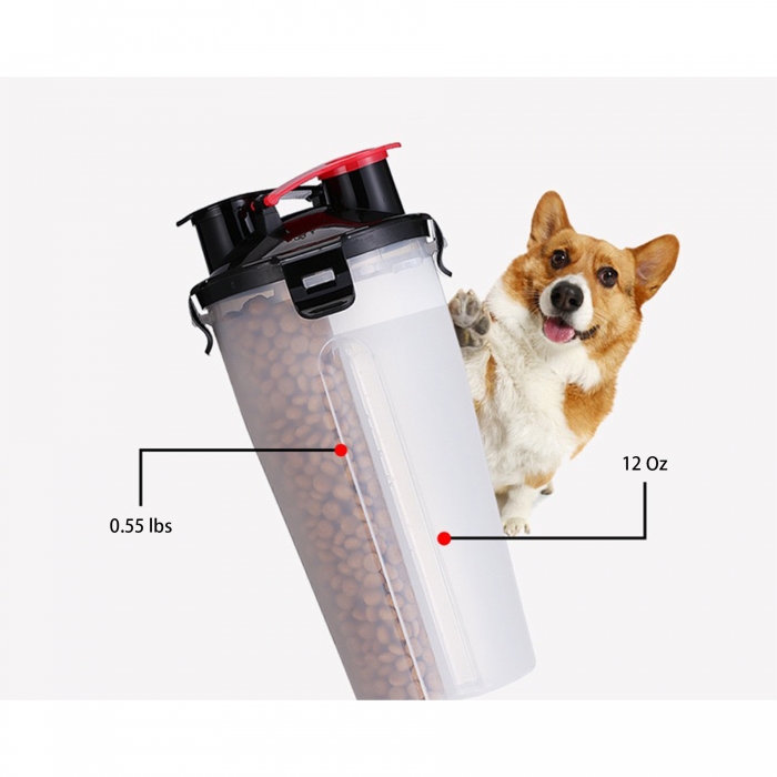 2 in 1 Portable Pet Water-Food Bottle W/Bowl