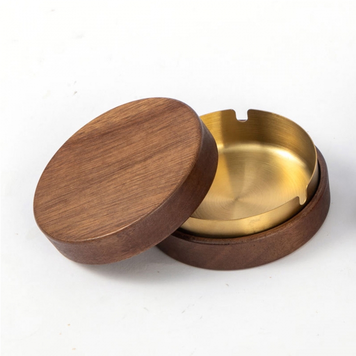 Stylish Wooden Black Walnut Ashtray with Lid