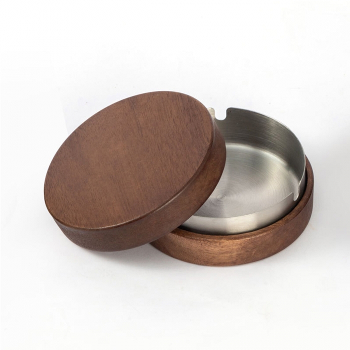 Stylish Wooden Black Walnut Ashtray with Lid