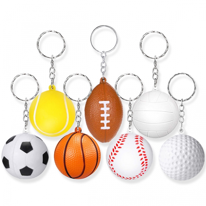 Exercise Ball Shape Stress Ball Keychain