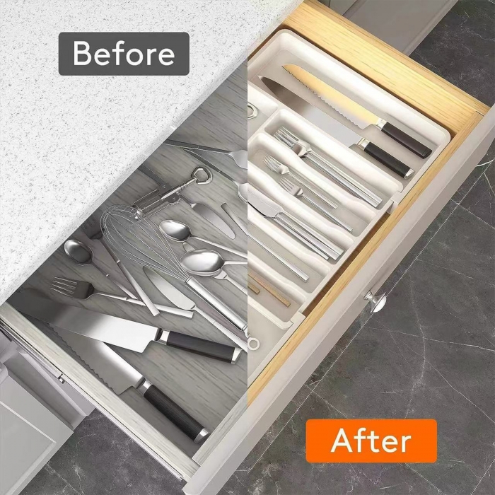 Plastic Expandable Utensil Tray