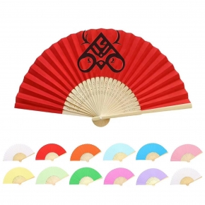 Bamboo Hand Fan with Full-Color Folding Paper