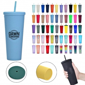 24 Oz Studded Tumbler Plastic Straw Cup