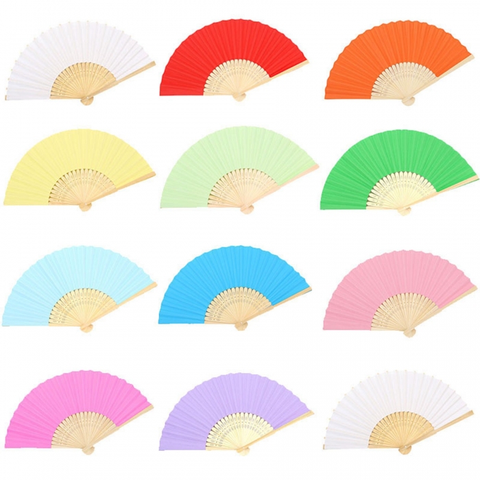 Bamboo Hand Fan with Full-Color Folding Paper