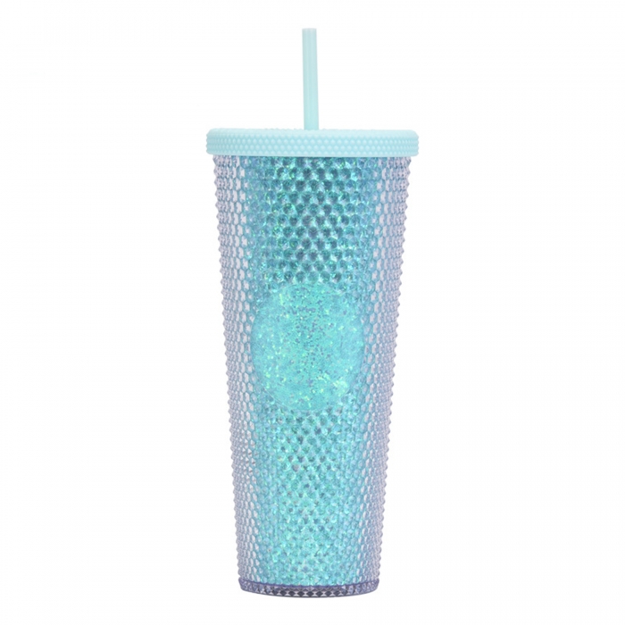 24 Oz Studded Tumbler Plastic Straw Cup