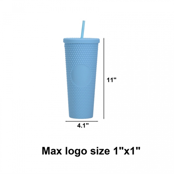 24 Oz Studded Tumbler Plastic Straw Cup