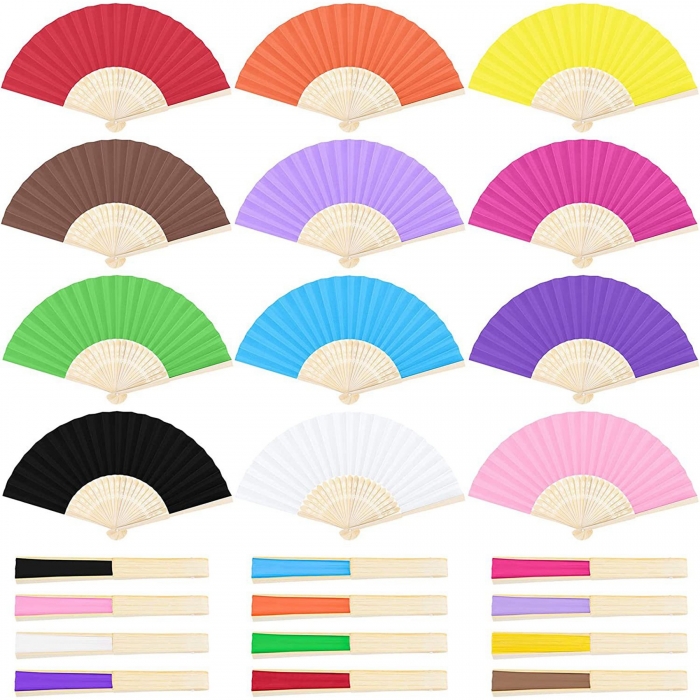 Bamboo Hand Fan with Full-Color Folding Paper