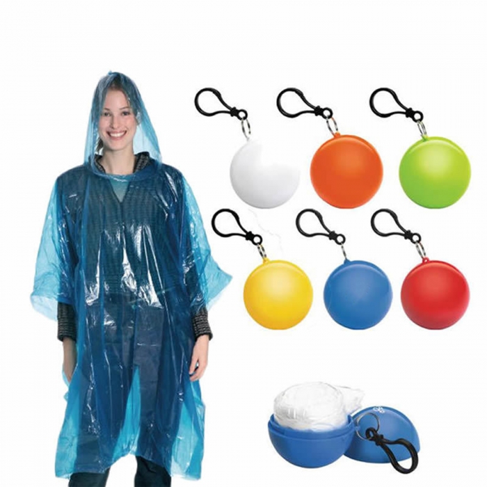 Disposable Raincoat Poncho Ball Key Chain