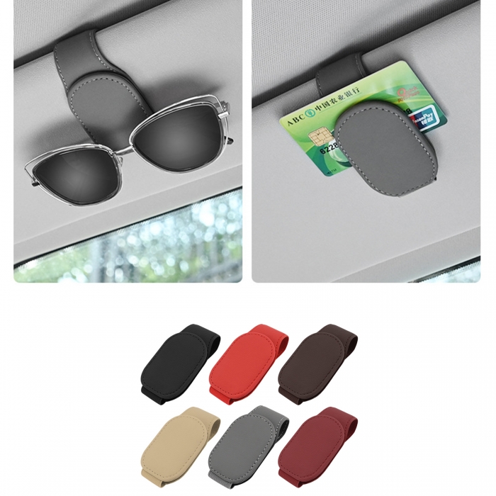 Leather Auto Visor Glasses Storage Clip Eyeglasses Mount