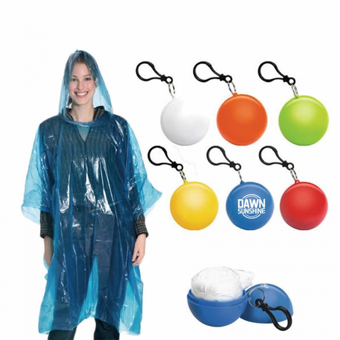 Disposable Raincoat Poncho Ball Key Chain