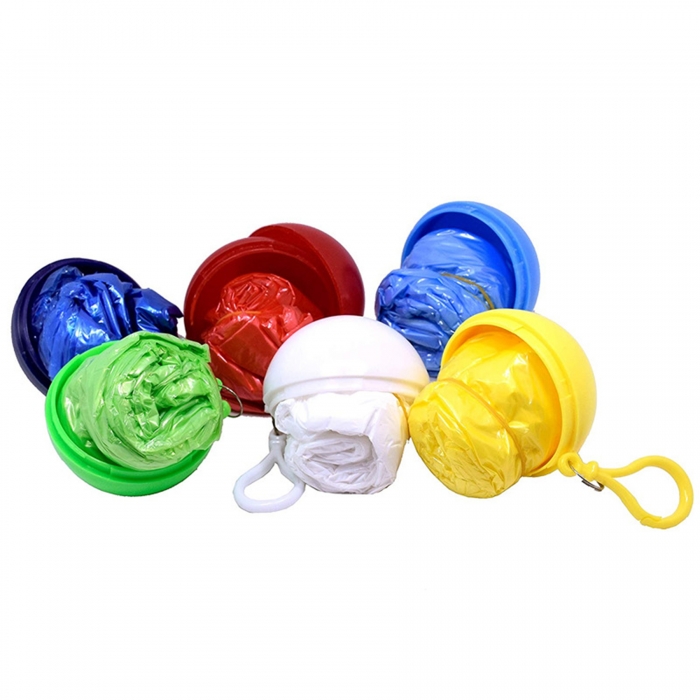 Disposable Raincoat Poncho Ball Key Chain