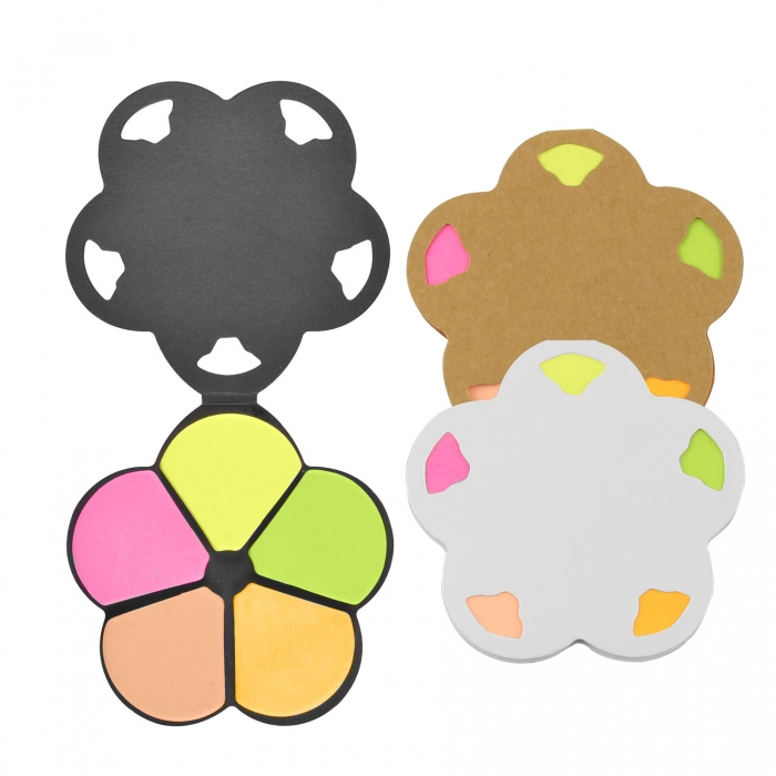 Flower Shape 5-Color Sticky Note Set