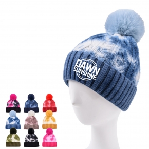 Chic Tie-Dye Knitted Hat Women Winter Hat