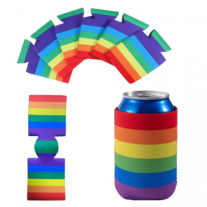 Neoprene Collapsible Rainbow Can Cooler