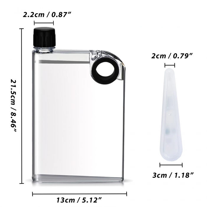 14oz Clear Notebook Water Bottle w/ Finger Hole