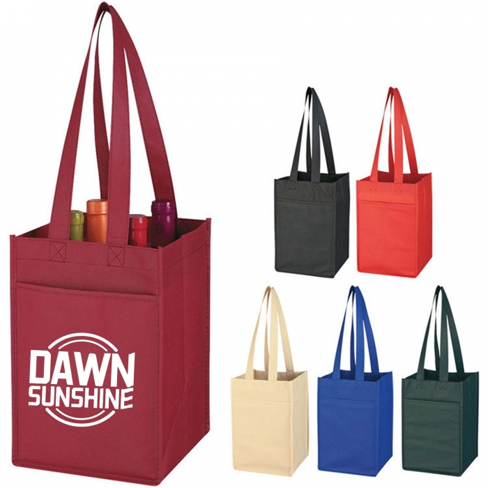 Non-Woven 4 Bottle Wine Tote Bag (7