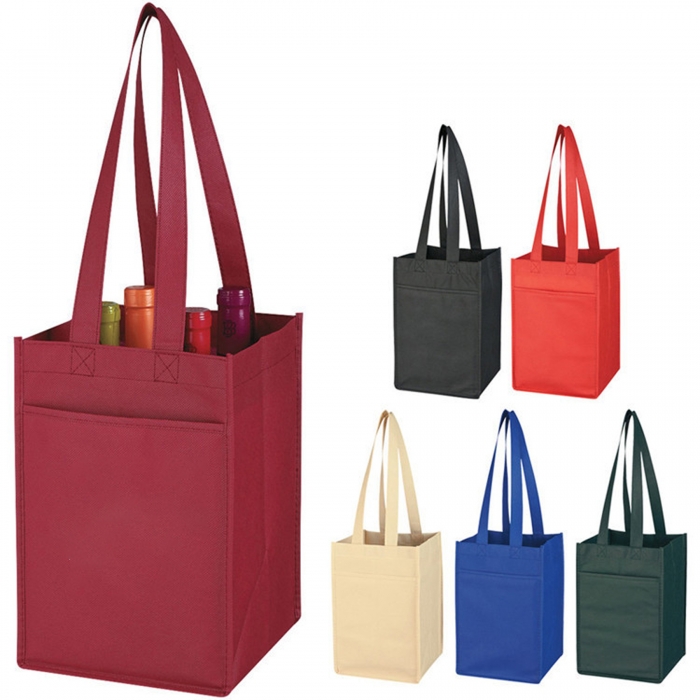 Non-Woven 4 Bottle Wine Tote Bag (7