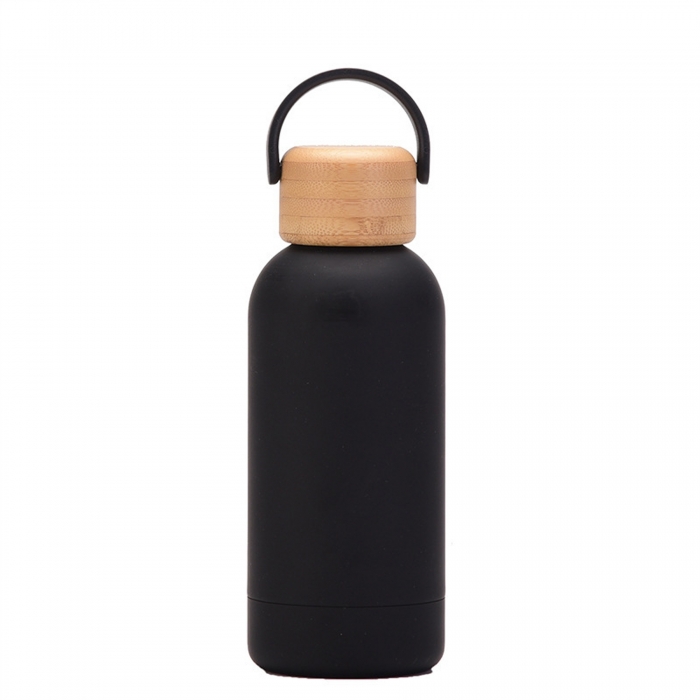 12 Oz Stainless Steel Insulated Water Bottle With Bamboo Lid