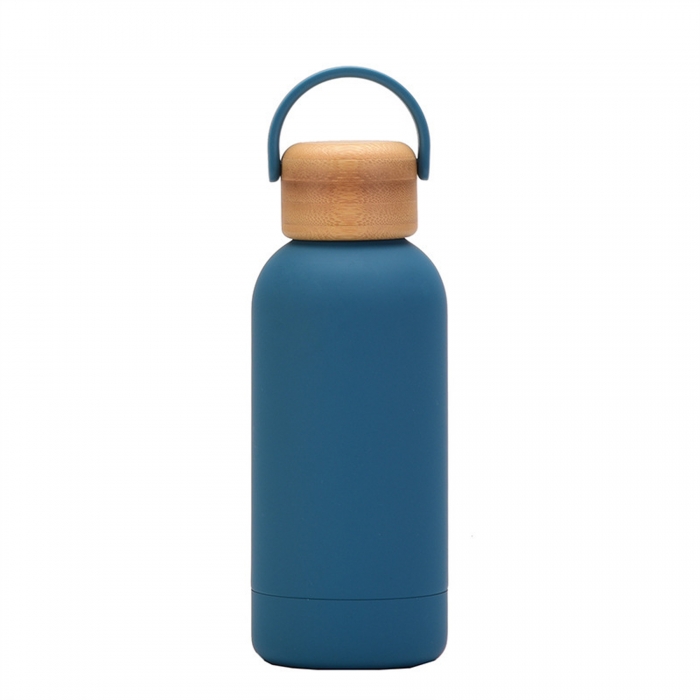 12 Oz Stainless Steel Insulated Water Bottle With Bamboo Lid