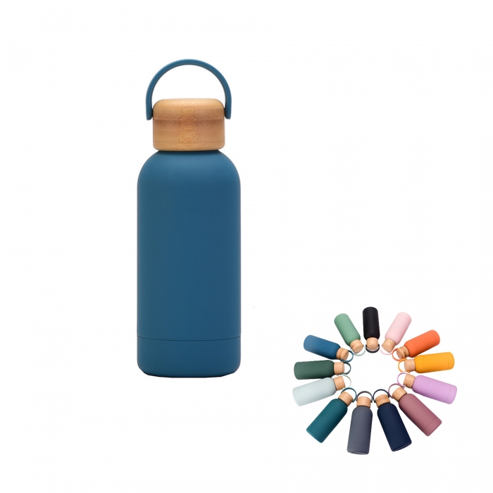 12 Oz Stainless Steel Insulated Water Bottle With Bamboo Lid