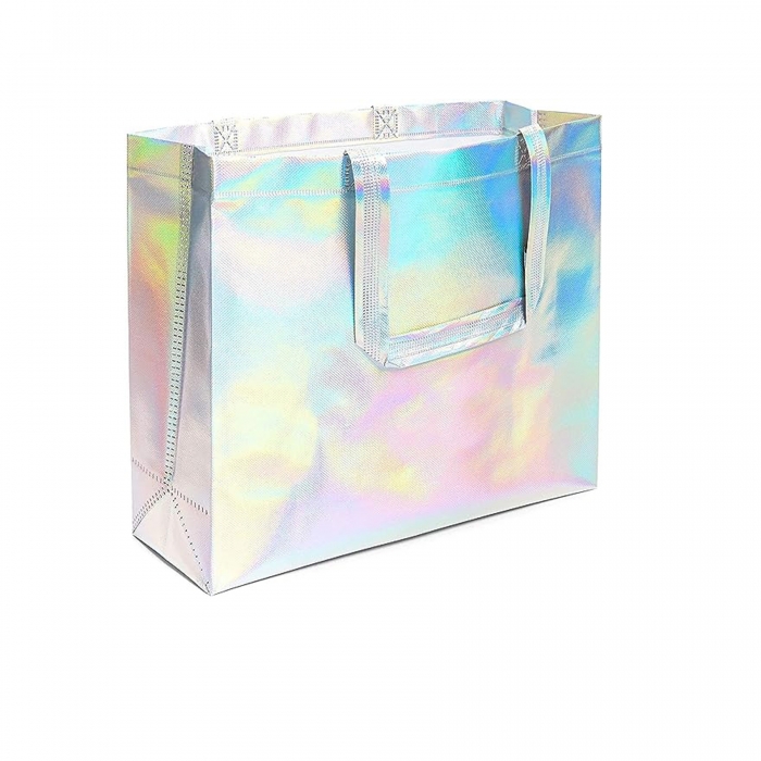 Holographic Reusable Grocery Tote Bag W/Handles