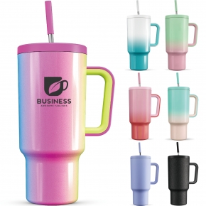 40 oz Travel Mug with Straw and Removable Handle