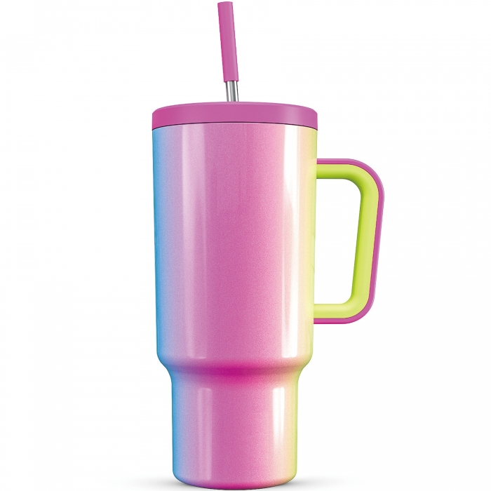 40 oz Travel Mug with Straw and Removable Handle