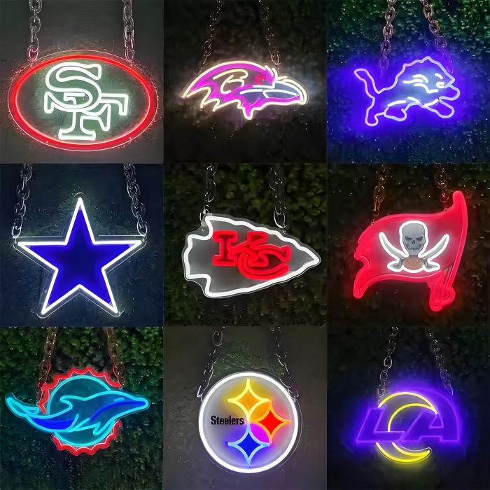 Light Up Led Neon Large Fan Necklace Chain For Celebrating Cheering