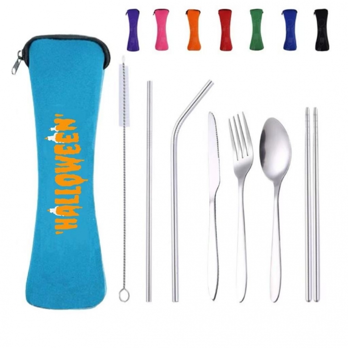 7pcs Cutlery Utensils Straws Kit