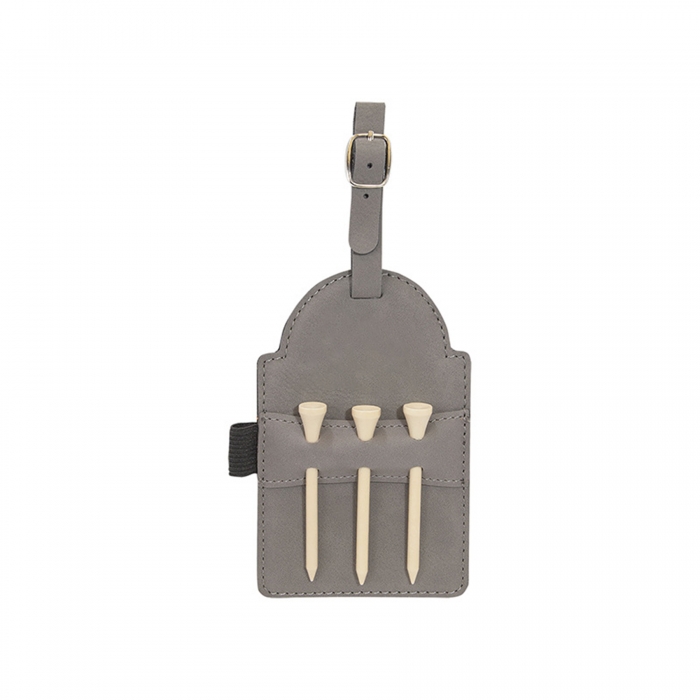 Leather Golf Bag Tag w/ Three Tees Set