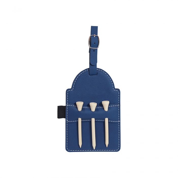 Leather Golf Bag Tag w/ Three Tees Set